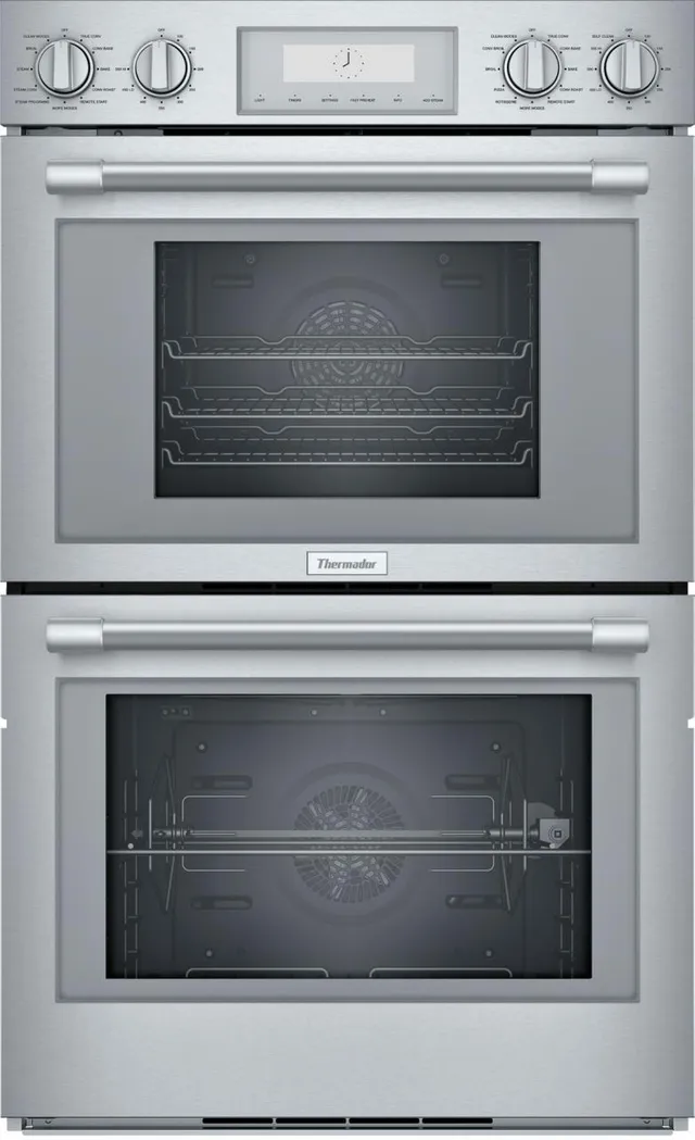 Front view of the Thermador PODS302W double oven 