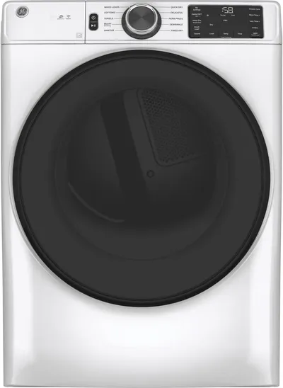 Front view of the GE GFV55ESSNWW dryer 