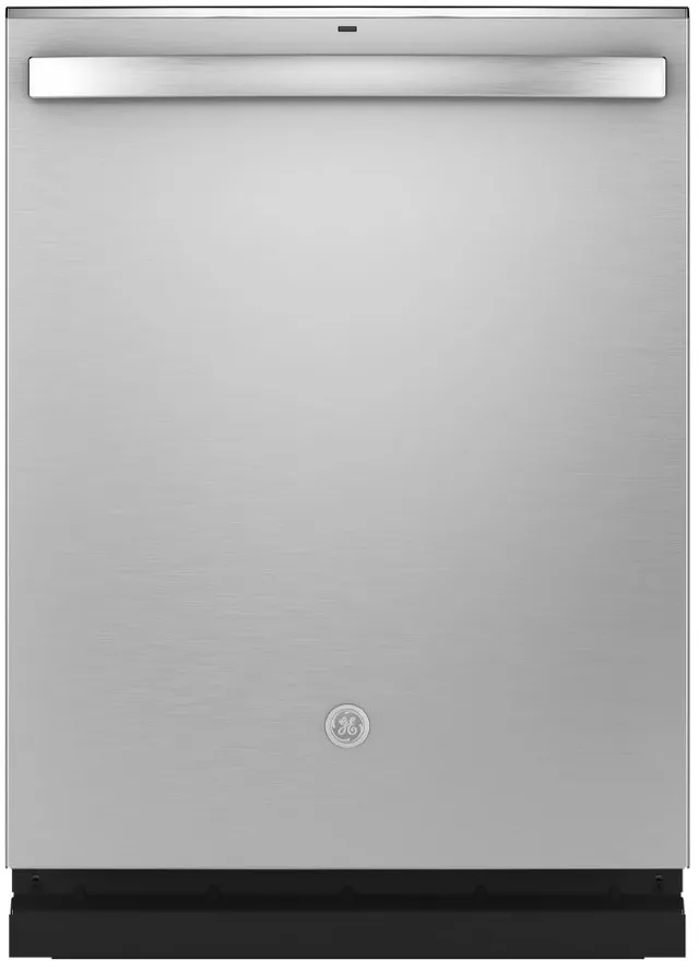 Front view of the GE GDT665SSNSS dishwasher 