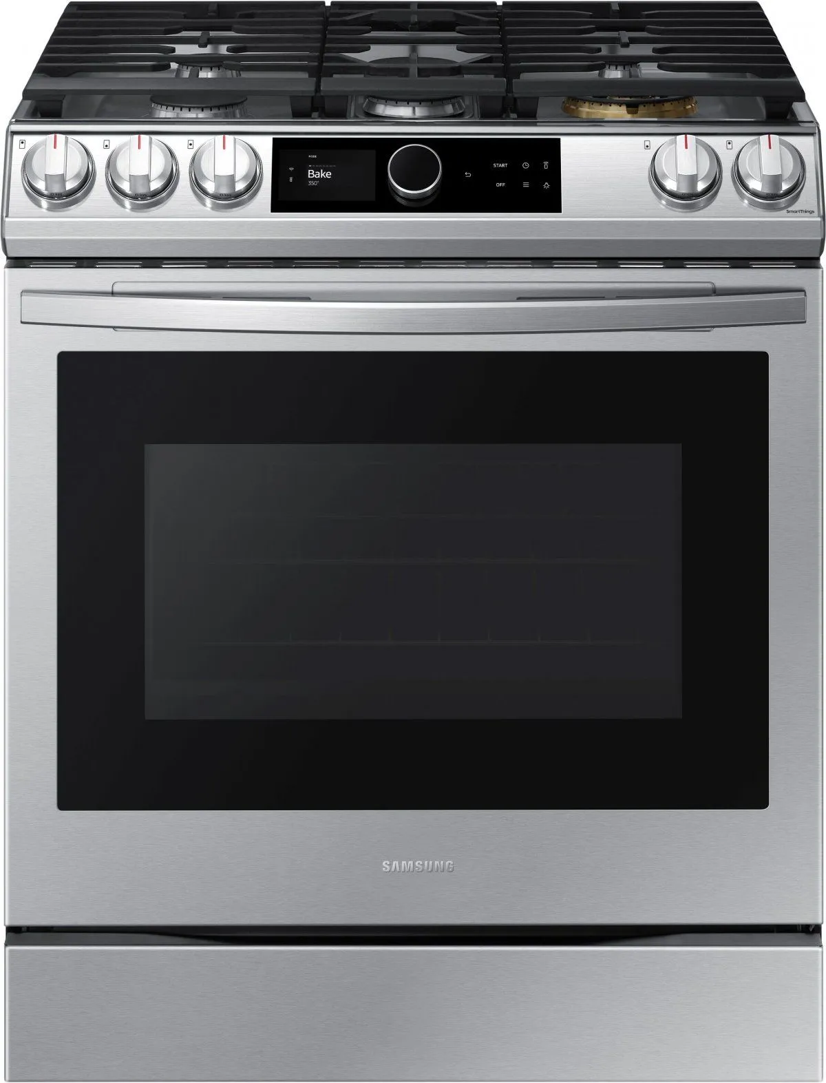 Front view of the Samsung NX60T8711SS gas range 