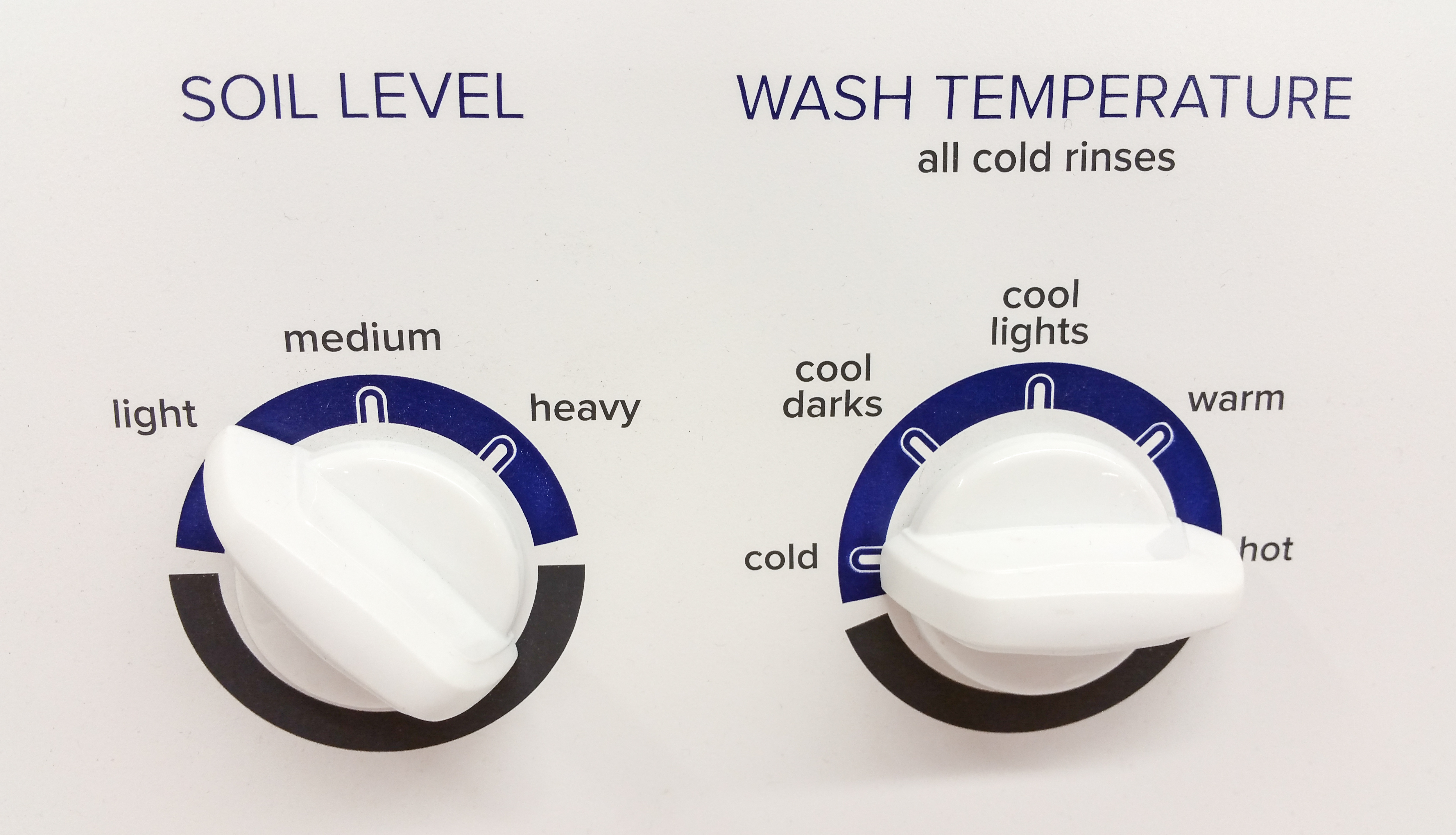 A close-up look of the wash temperature settings on a washer 
