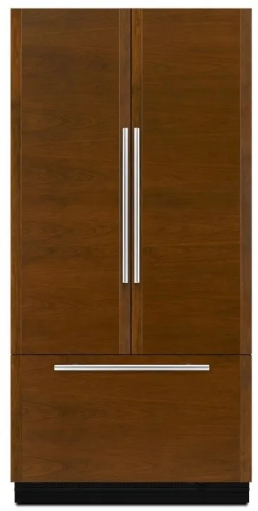 Front view of the JennAir JF42NXFXDE panel ready built-in French door refrigerator 