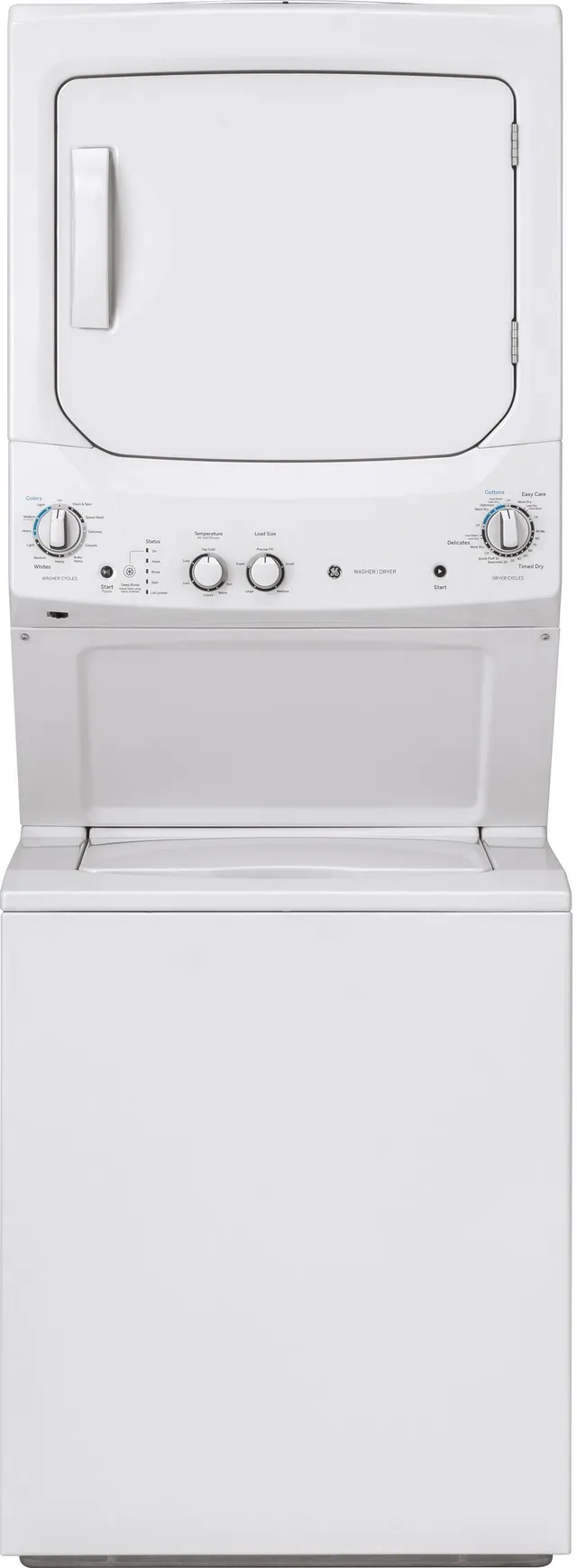 Front view of the GE GUD27GSSMWW laundry center 