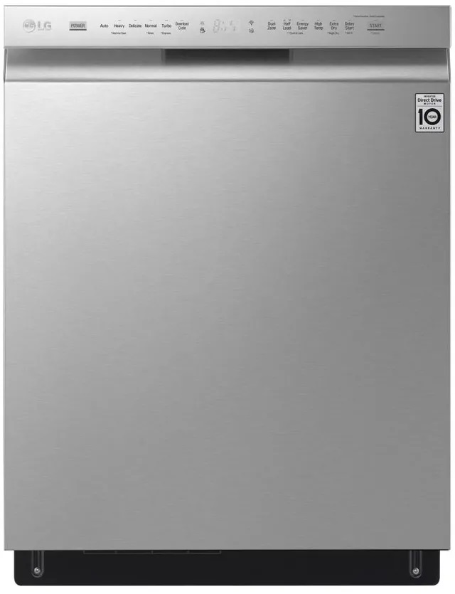 Front view of LG LDF5678SS pocket handle front-control dishwasher 