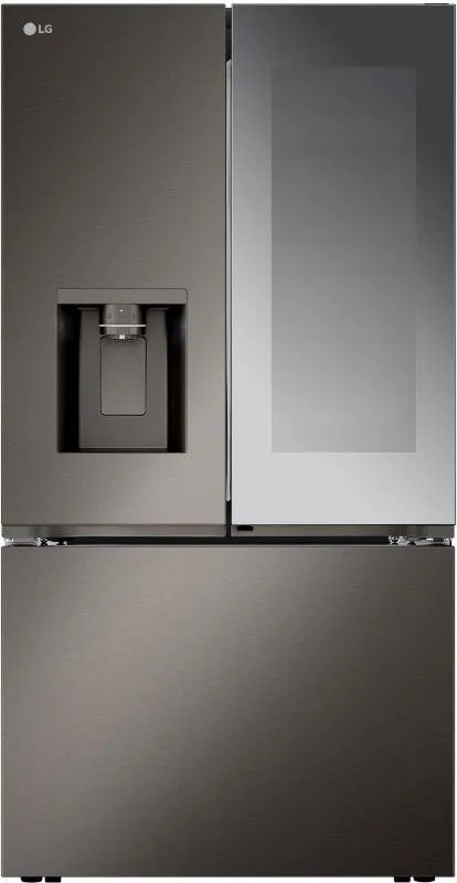 Front view of the LG LRYKC2606D counter-depth French door refrigerator