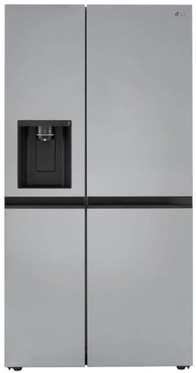 Front view of the LG LRSXC2306S quad door refrigerator