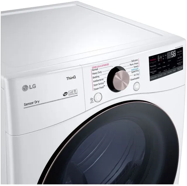 An up close view of the LG DLGX4001W gas dryer 