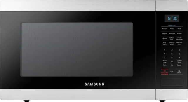 Front view of the Samsung MS19M8000AS microwave 