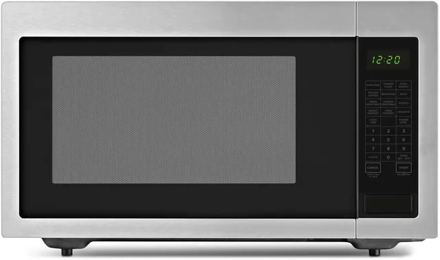 Front view of the Amana AMC4322GS countertop microwave 