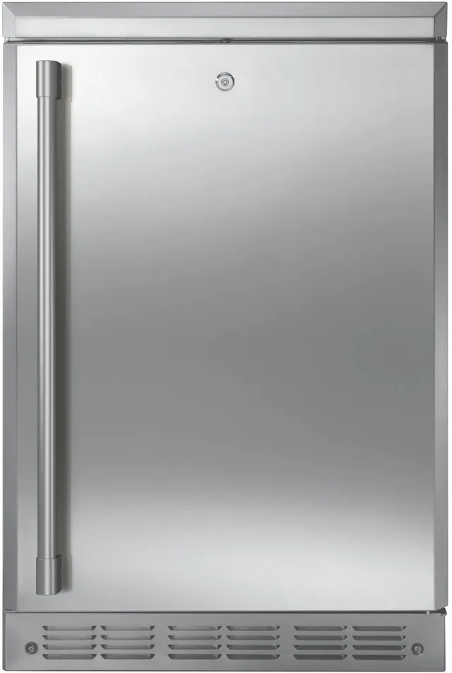 Front view of the Monogram ZDOD240NSS outdoor refrigerator 