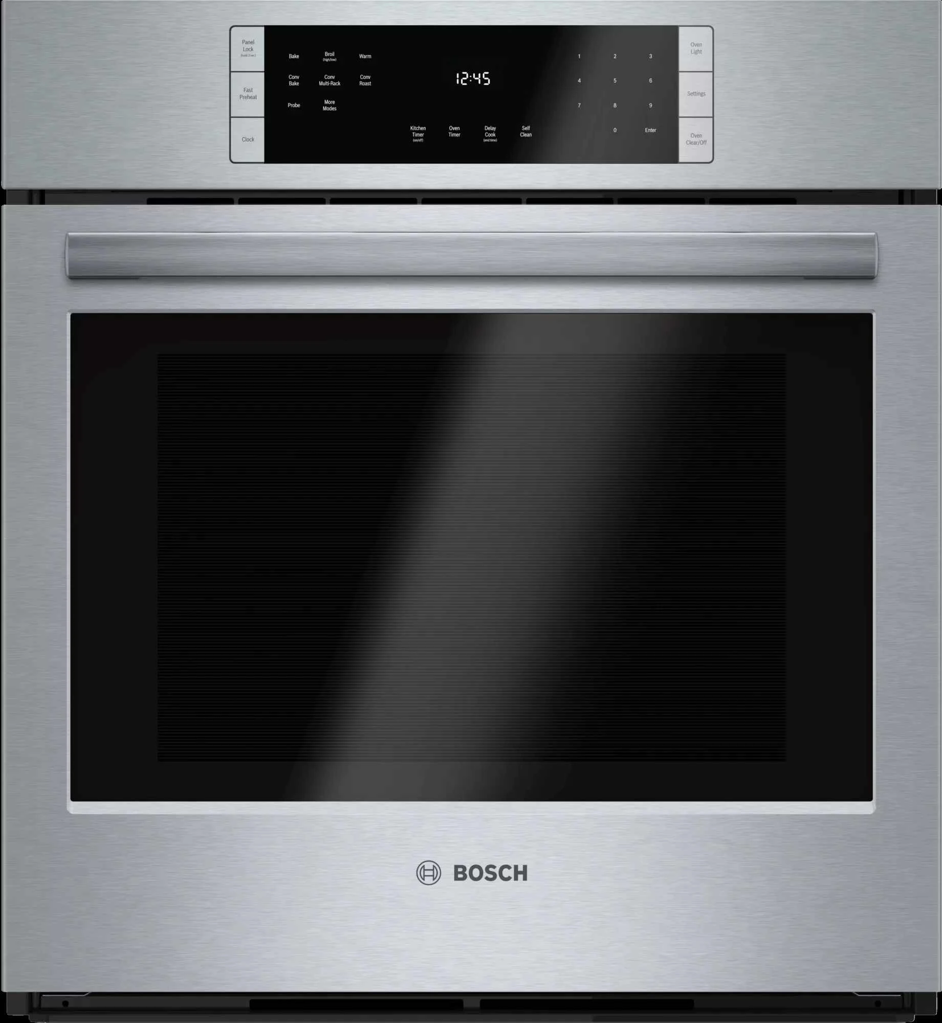 Front view of the Bosch 800 Series HBN8451UC wall oven 