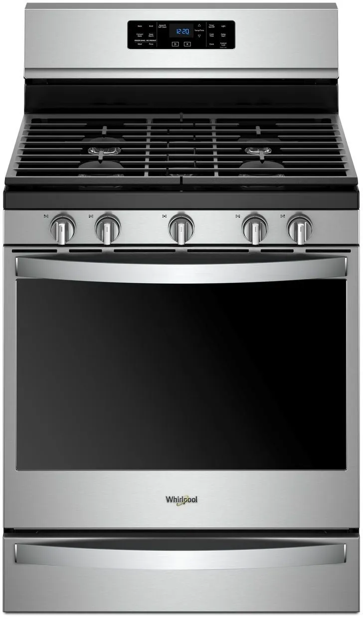 Front view of the Whirlpool WFG775H0HZ gas range 