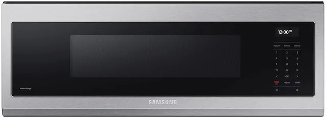 Front view of the Samsung ME11A7510DS over-the-range microwave 