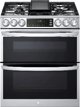 Front view of the LG LTGL6937F slide in gas range 