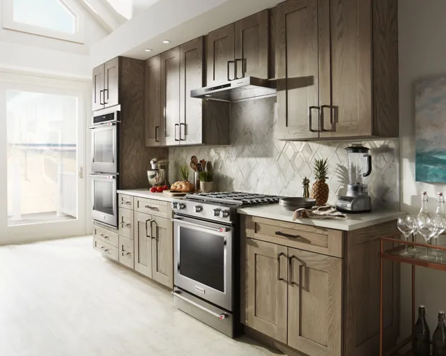 The KitchenAid KSGG700ESS gas range installed in a kitchen 