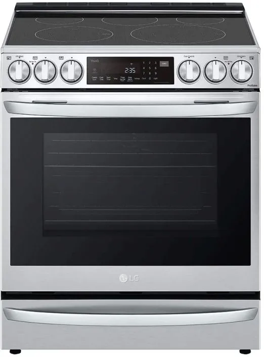Front view of the LG LSEL6337F 30” smart range 