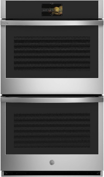 Front view of the GE Profile PTD9000SNSS double oven 