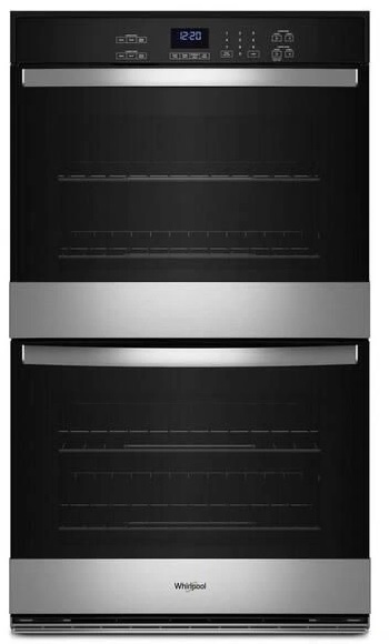 Front view of the Whirlpool WOED3030LS double oven 