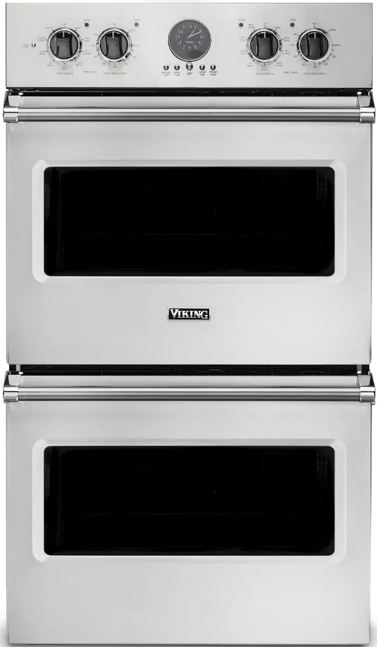Front view of the Viking Profession 5 Series 30” double wall oven 