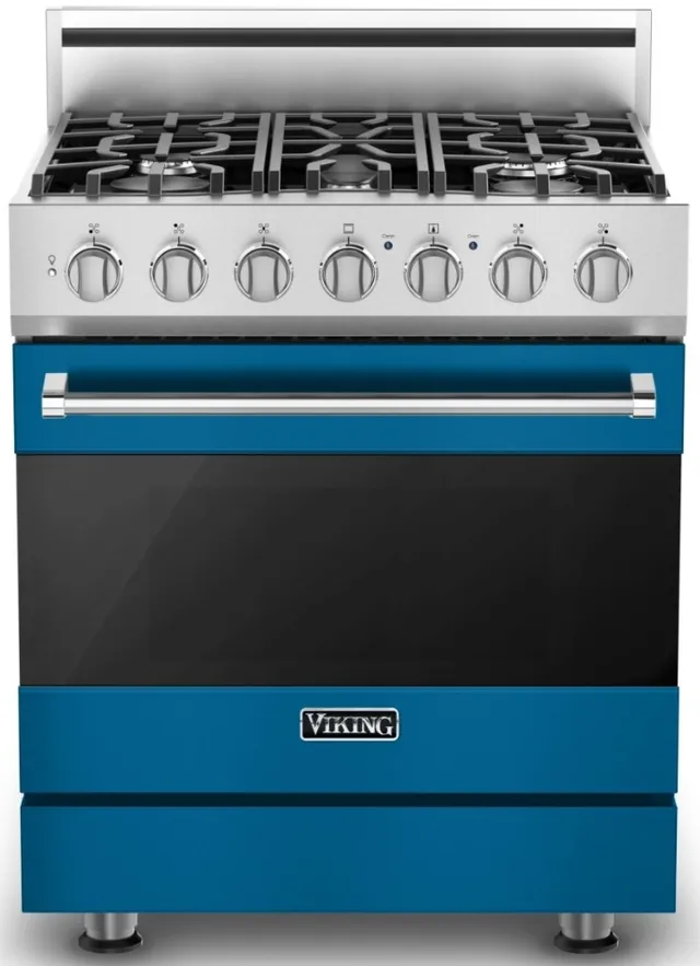 Front view of the Viking RVGR33025BAB 3 Series 30” gas range 