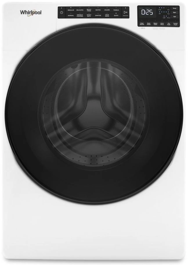 Front view of the Whirlpool WFW5605MW front load washer 