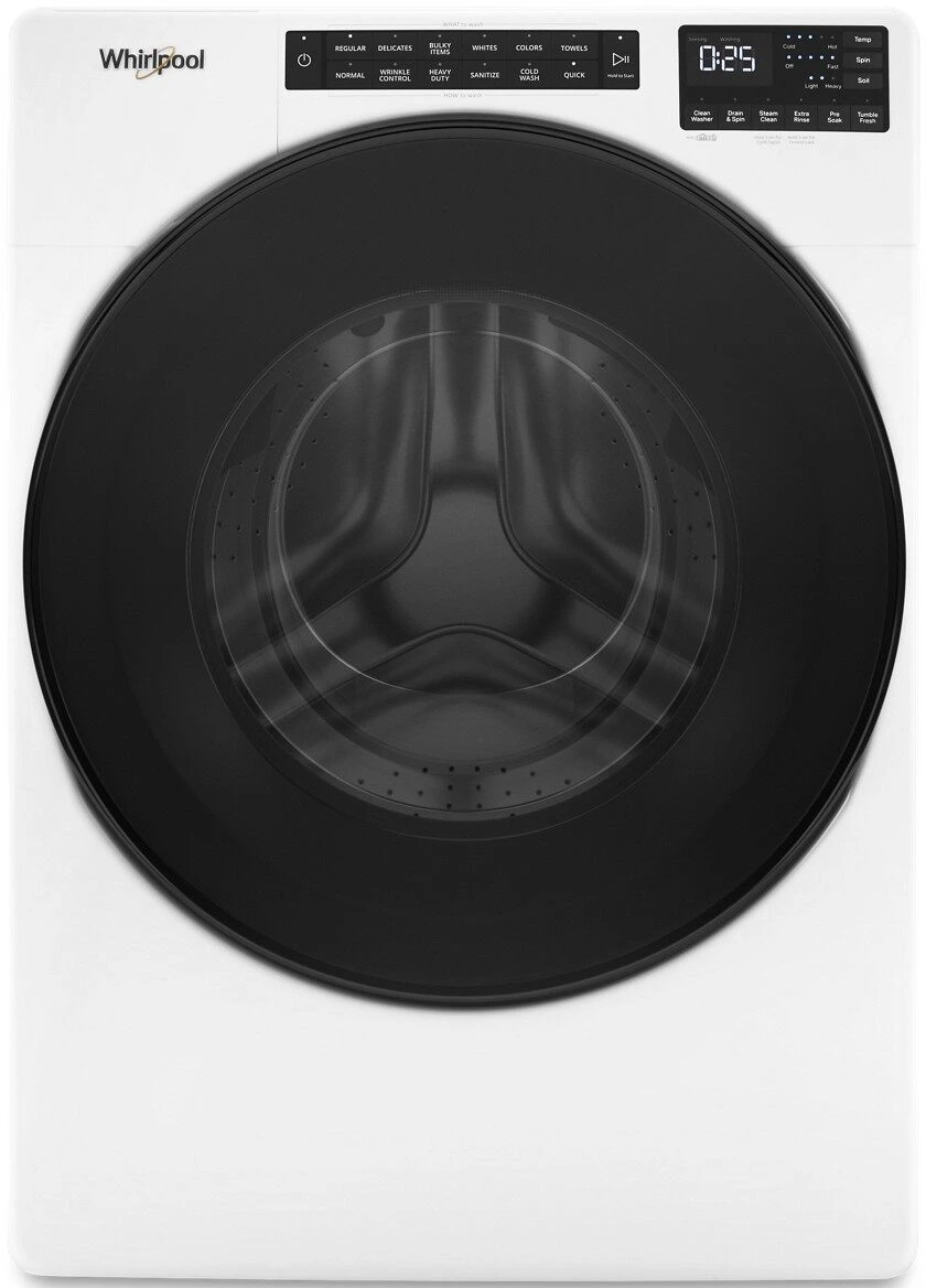 Front view of the Whirlpool WFW6605MW front load washer 