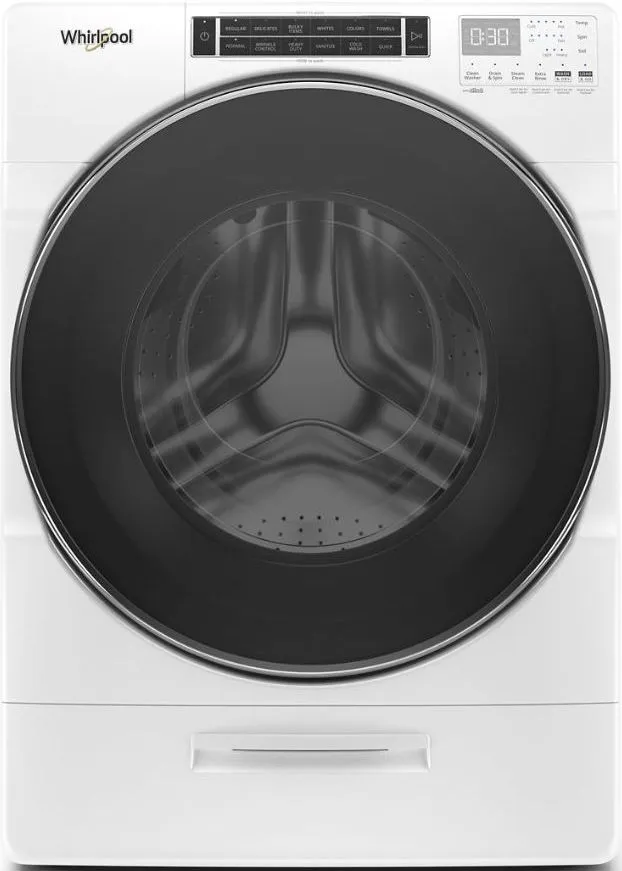 Front view of the Whirlpool WFW8620HW front load washer 