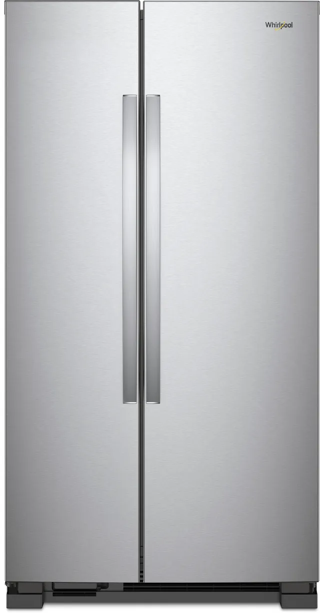 Front view of the Whirlpool WRS315SNHM side by side refrigerator 