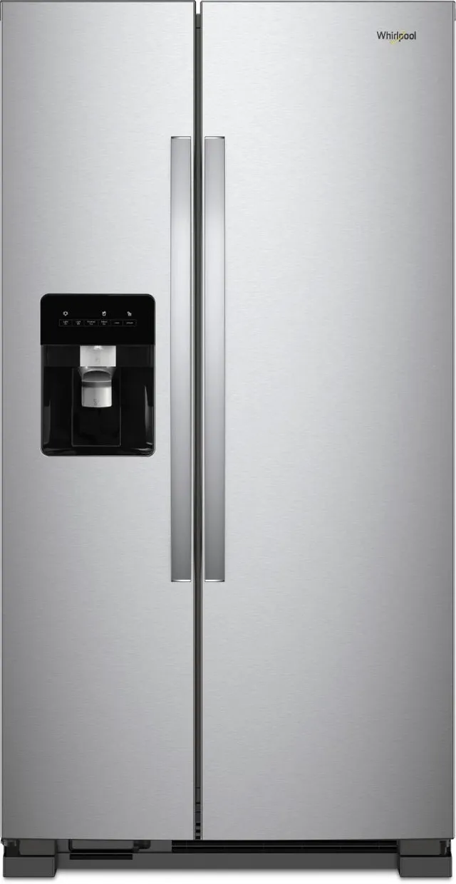 Front view of the Whirlpool WRS311SDHM side by side refrigerator 