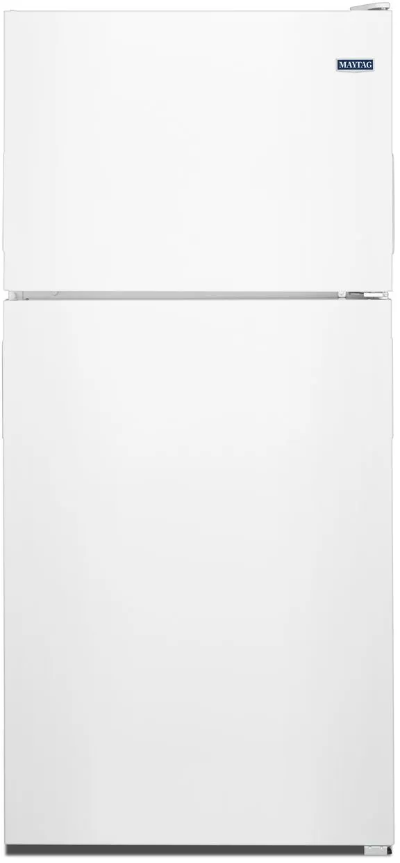 Front view of the Maytag MRT311FFFH white top freezer refrigerator 