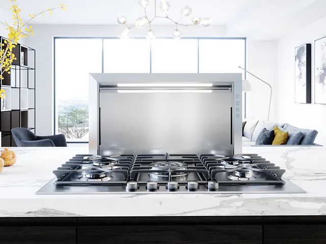 The Zephyr Lift collection 36” downdraft range hood 