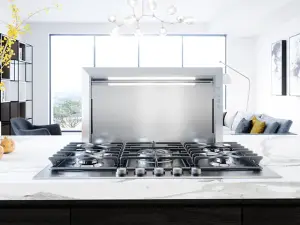 The Zephyr Lift collection 36 inch downdraft range hood