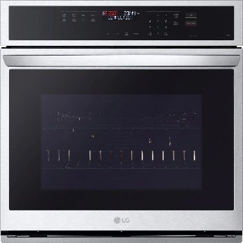 Front view of the LG WSEP4723F wall oven 