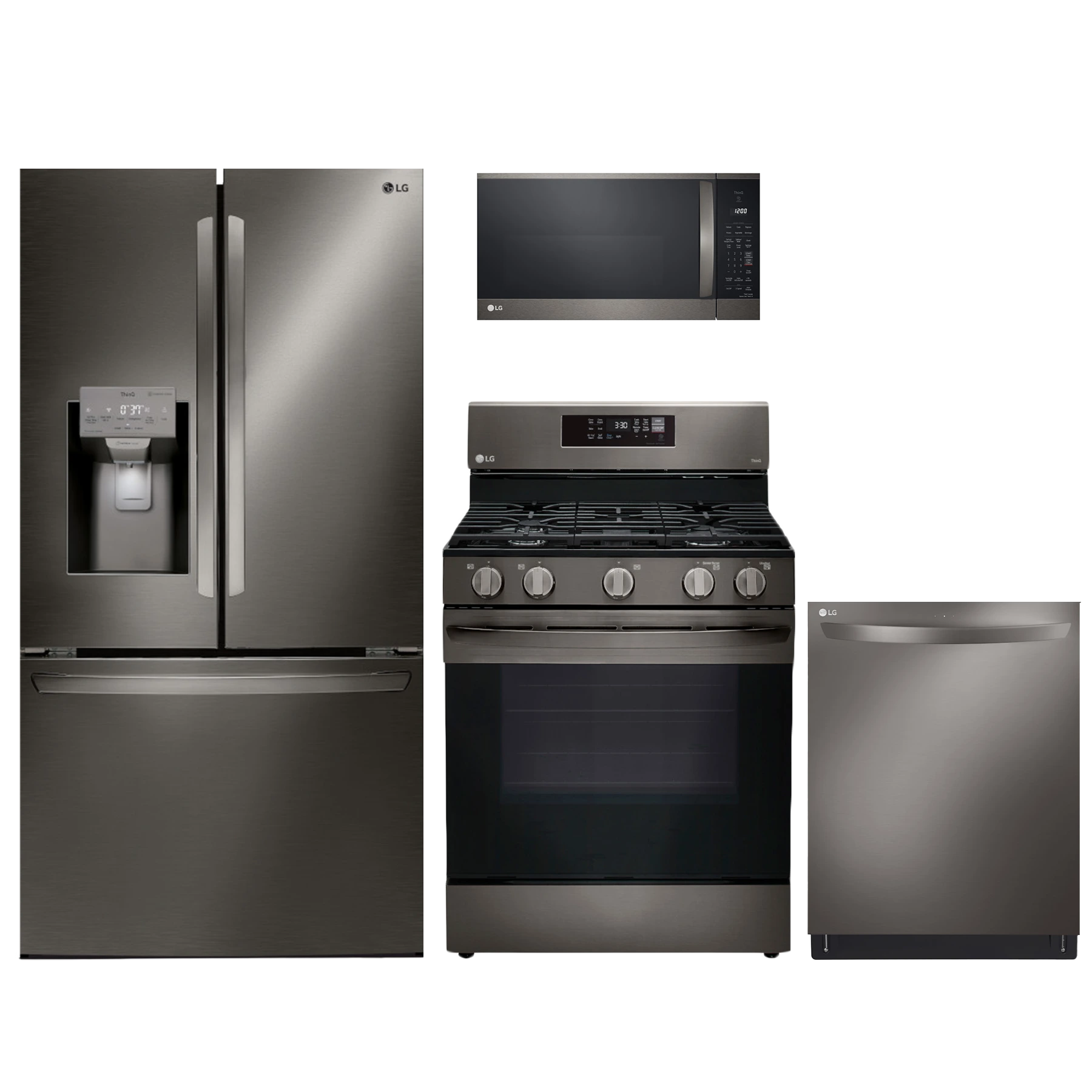Front view of an LG 4-piece appliance package  