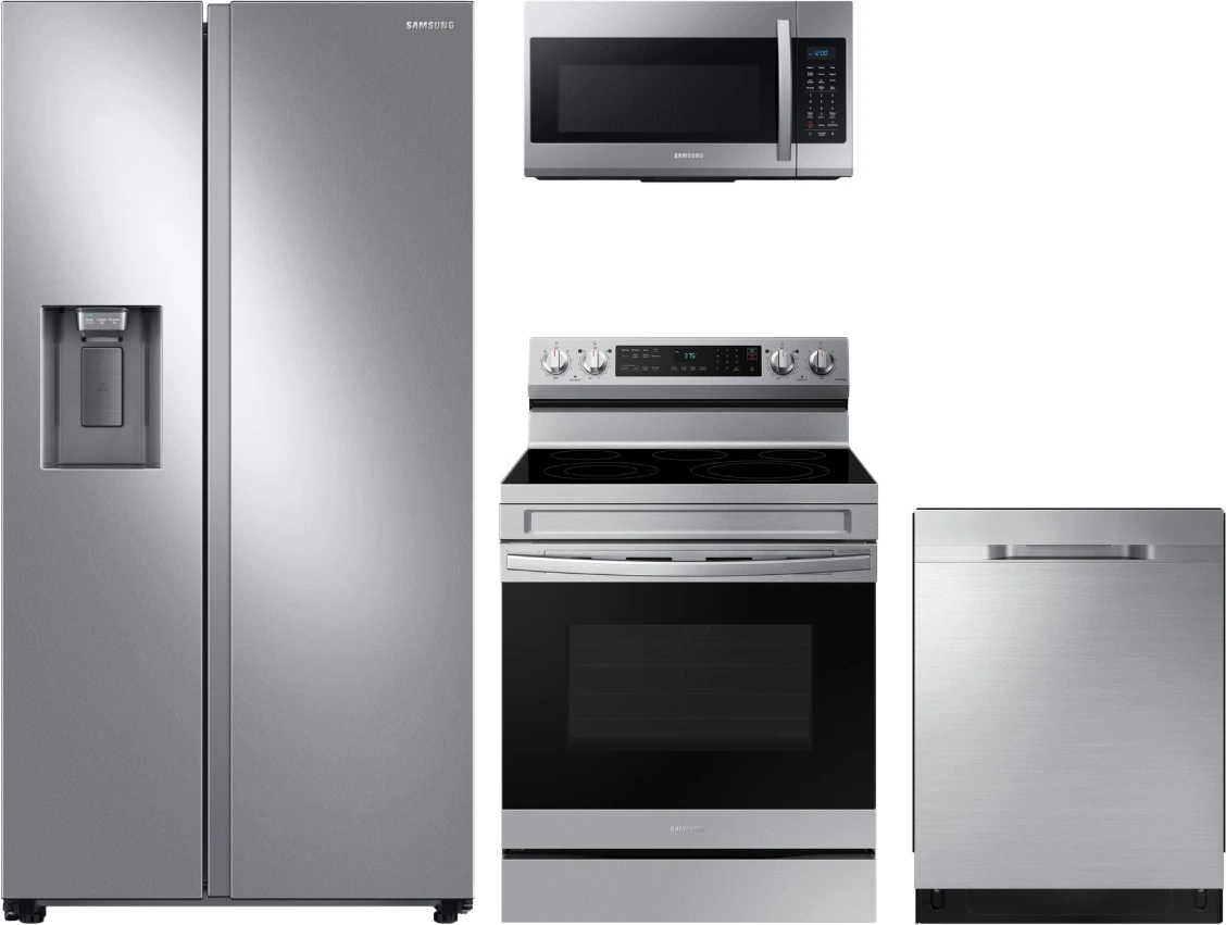 Front view of a Samsung 4-piece appliance package 