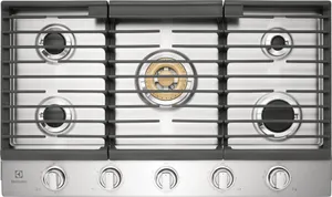 Overhead view of the Electrolux ECCG3668AS gas cooktop 