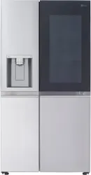 Front view of the LG LRSOS2706S side by side refrigerator