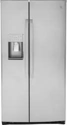 Front view of the GE Profile PSE25KYHFS side by side refrigerator