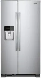 Front view of the Whirlpool WRS331SDHM side by side refrigerator