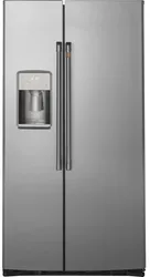 Front view of the Cafe CZS22MP2NS1 side by side refrigerator