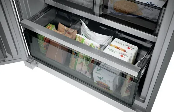 A variety of foods inside the Electrolux EI33AF80WS freezer