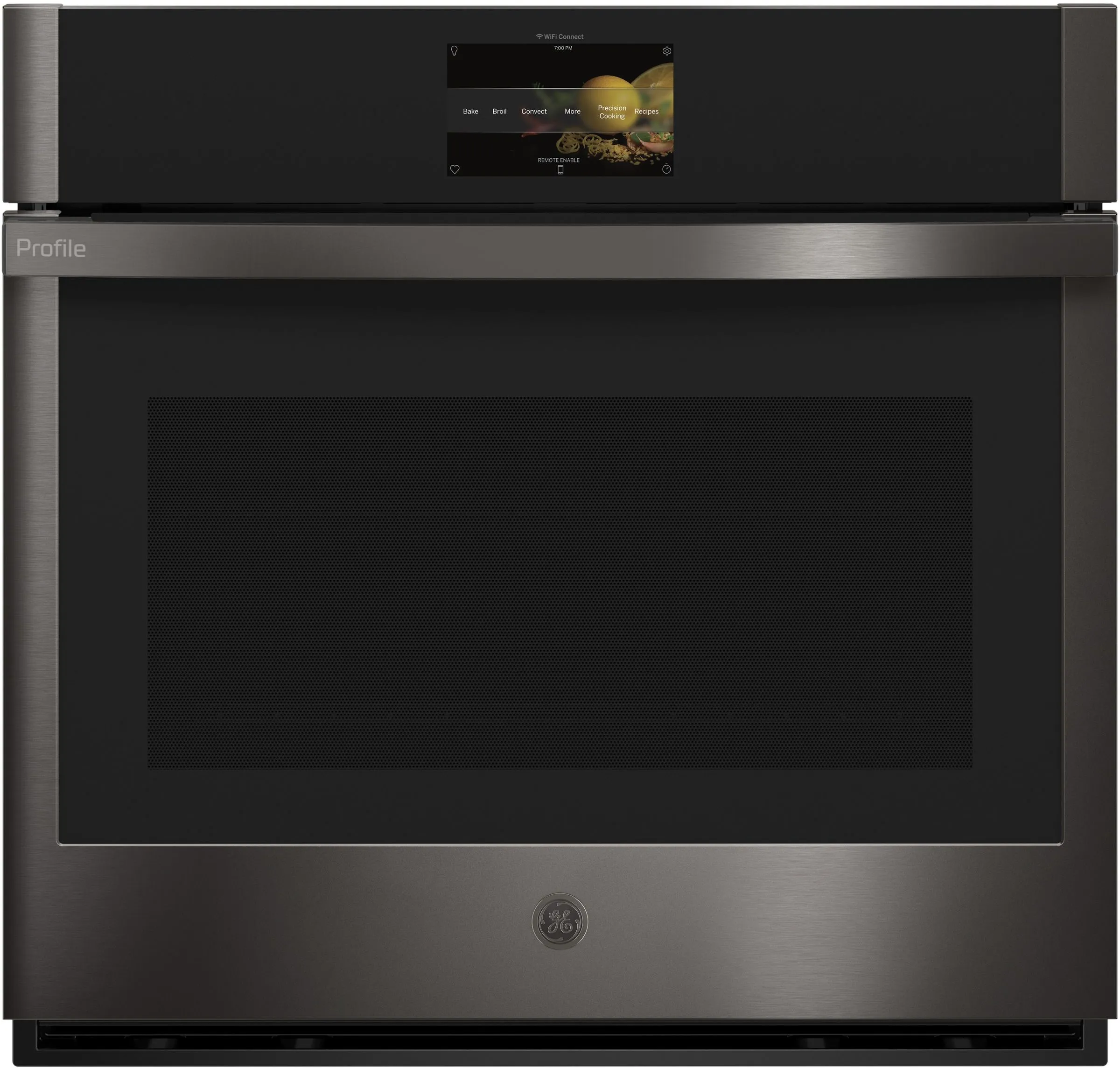 Front view of the GE Profile PTS7000BNTS-CL convection oven  