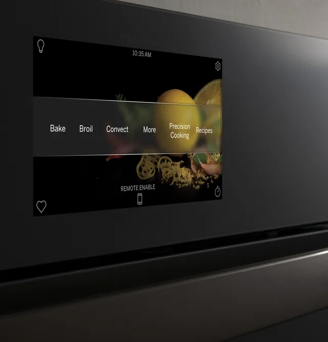 Up close look at the digital controls on the GE Profile PTS7000BNTS-CL convection oven 