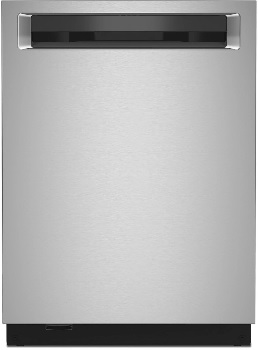 Front view of the KitchenAid KDPM704KPS dishwasher 