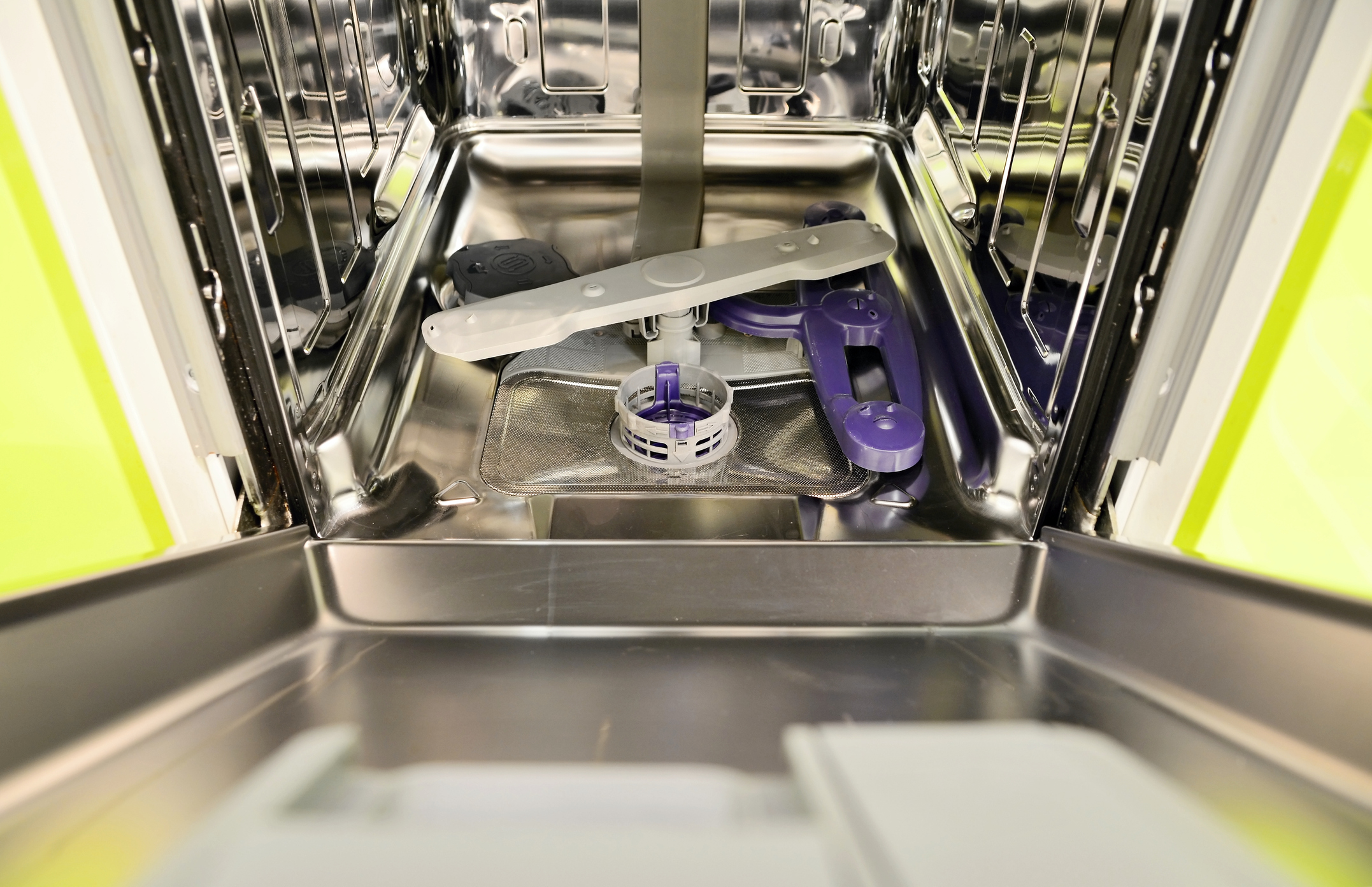 A dishwasher spray arm and filter 