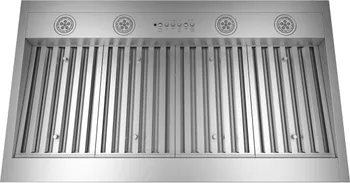 Underside view of the GE Profile UVC9420SLSS range hood 
