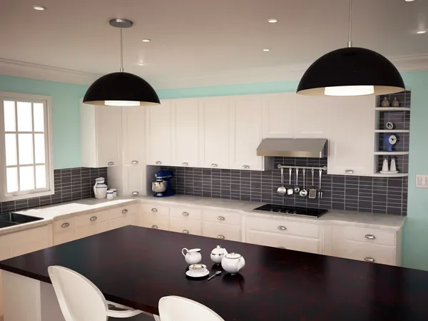 The Zephyr Gust collection range hood in a modern kitchen 
