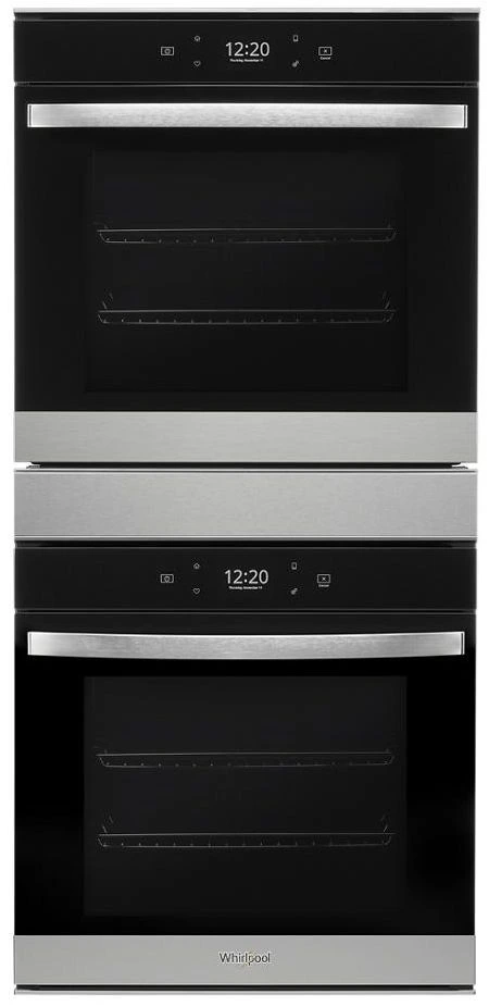 Front view of the Whirlpool WOD52ES4MZ 24” double wall oven 
