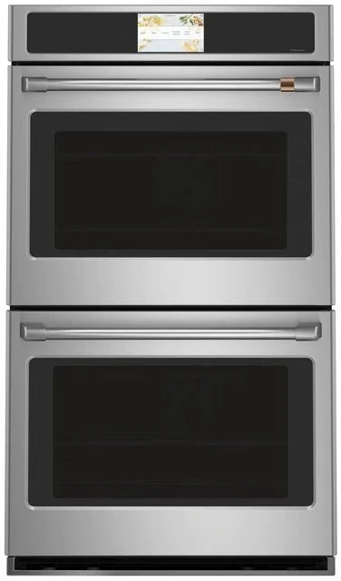 Front view of the GE Café CTD90DP2NS1 double wall oven 