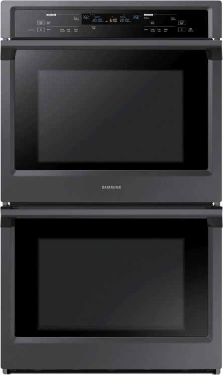 Front view of the Samsung NV51K6650DG-CL double wall oven 